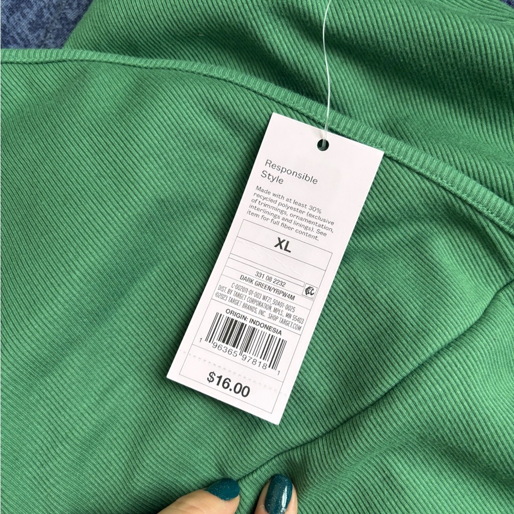Wild Fable Ribbed Green Top - Picture 3 of 4